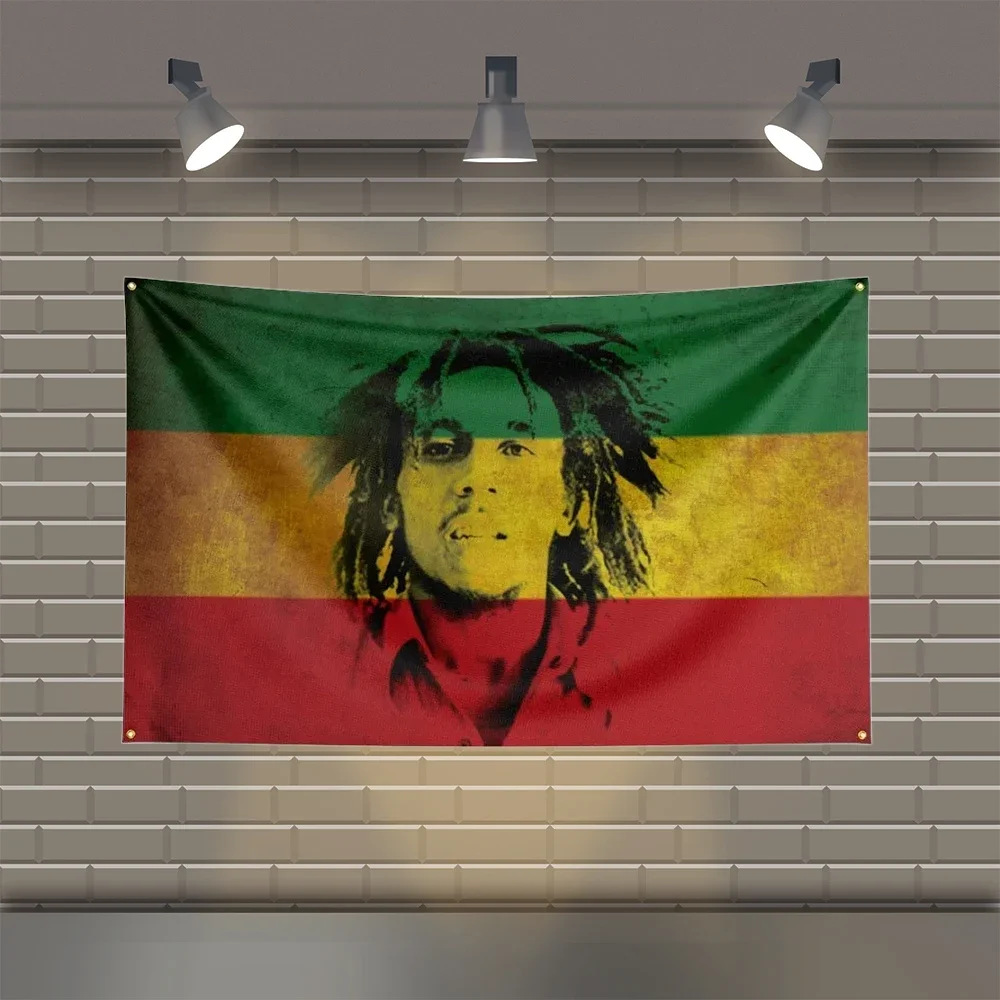 3x5 FT Reggae Bob Marley Singer Flag Polyester Printed Music Flags for Room Garage Decor