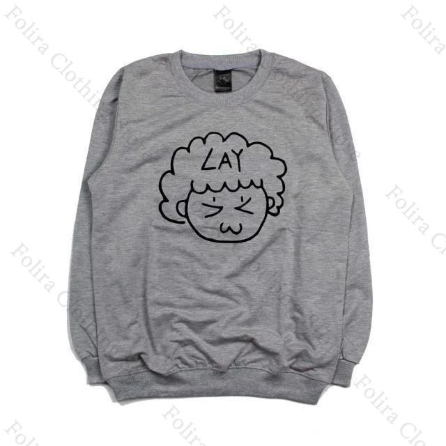 Kpop LAY Zhang Cute Pirnt Hoodie for Fans Long Sleeve Tops Autumn Clothes for Women Pullover Woman Clothing Women Tshirt