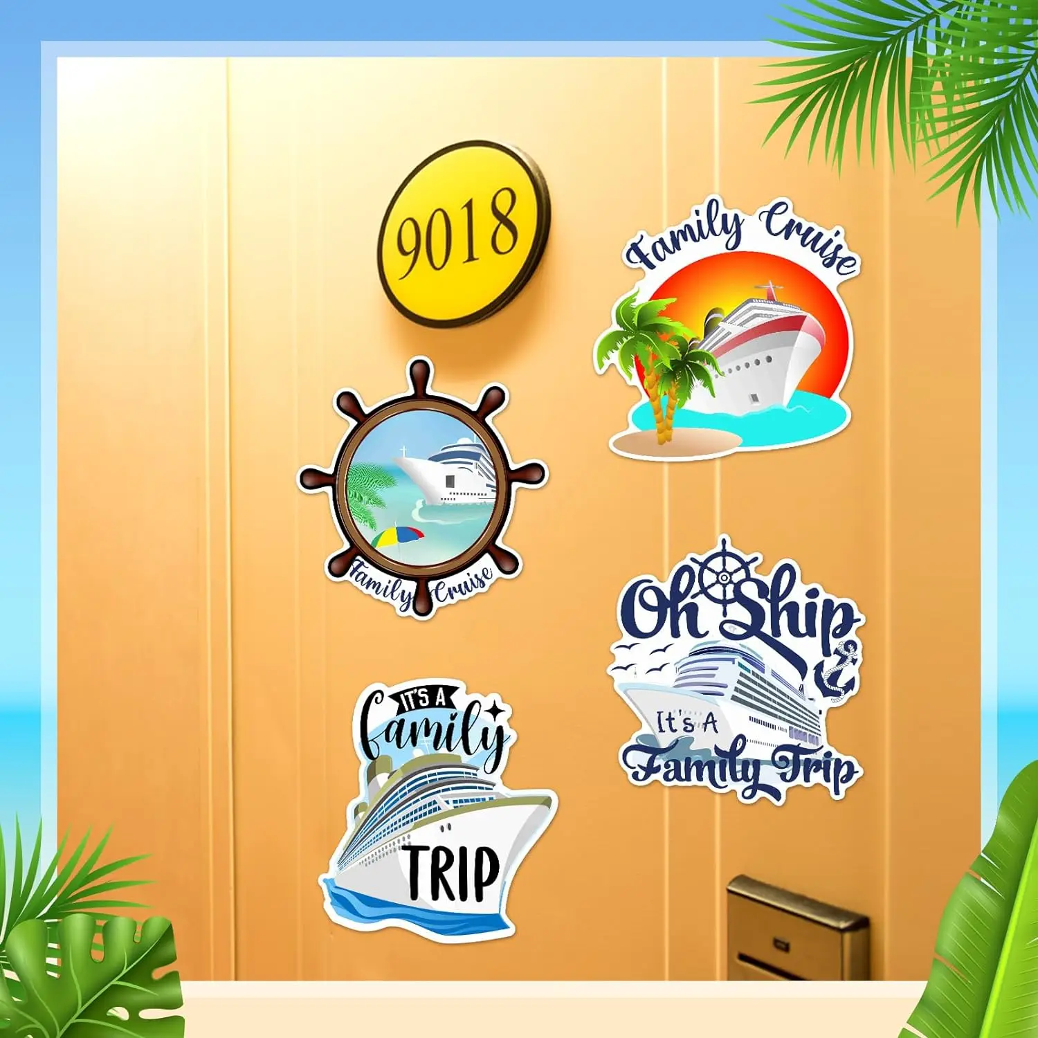 4 Pcs Cruise Door Decorations Magnetic Large Family Cruise Door Magnets Decor Big Cruise Ship Anchor Life Preserver Ring Magnets