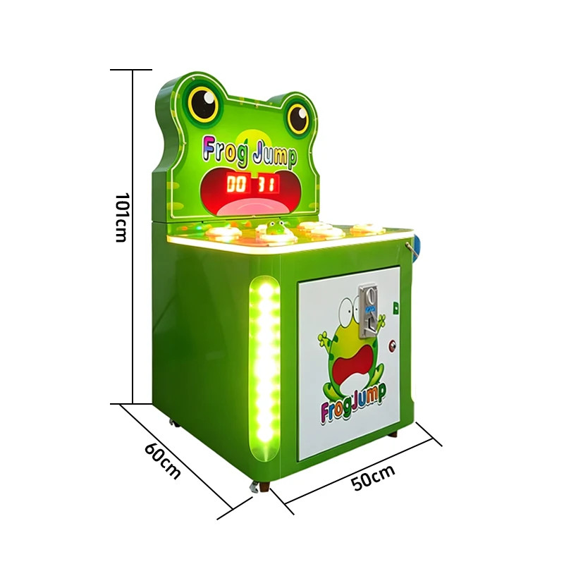 Hot-selling arcade frog game console, frog and frog jumping coin pusher, handmade 220V wooden children's game console