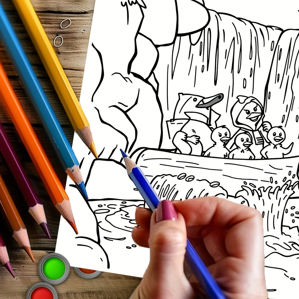 Libro para colorear estilo Animal en el parque de atracciones de 28 páginas para adultos, reducción de estrés para aliviar el estrés y reducir el estado de ánimo