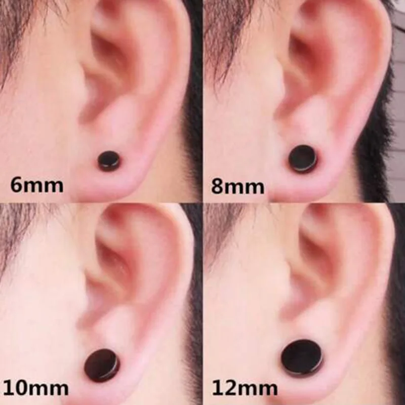 5 Pairs 6-14mm Stainless Steel 18G Black Ear Studs Round Barbell Dumbbell Punk Earrings For Womens Mens Body Piercing Jewelry