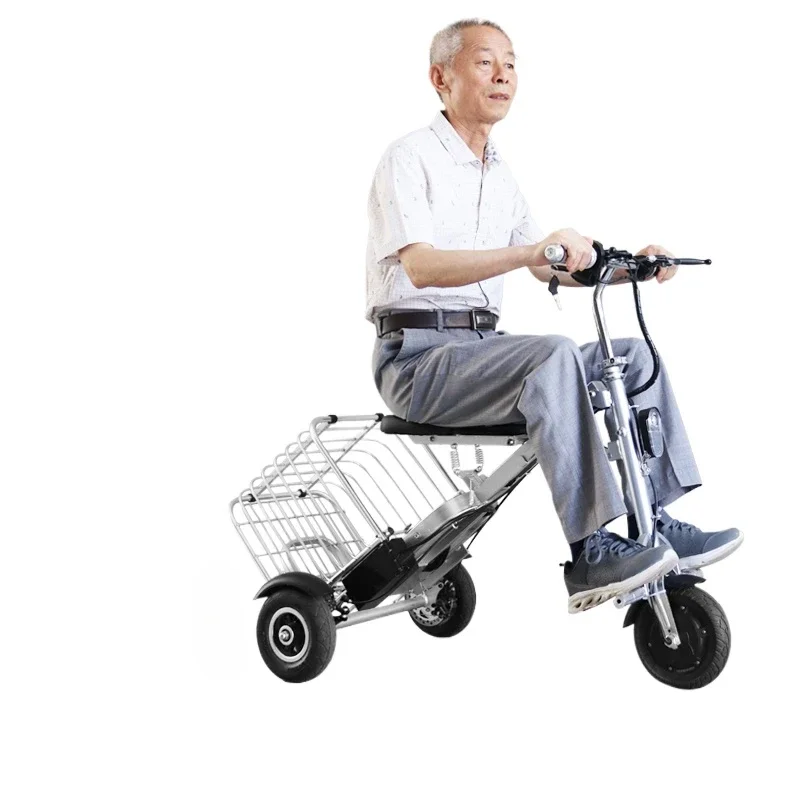 Ultra-light Portable Folding Electric Scooter for Elderly And Disabled Three-Wheel Lithium Battery Powered Small Bicycle Vehicle
