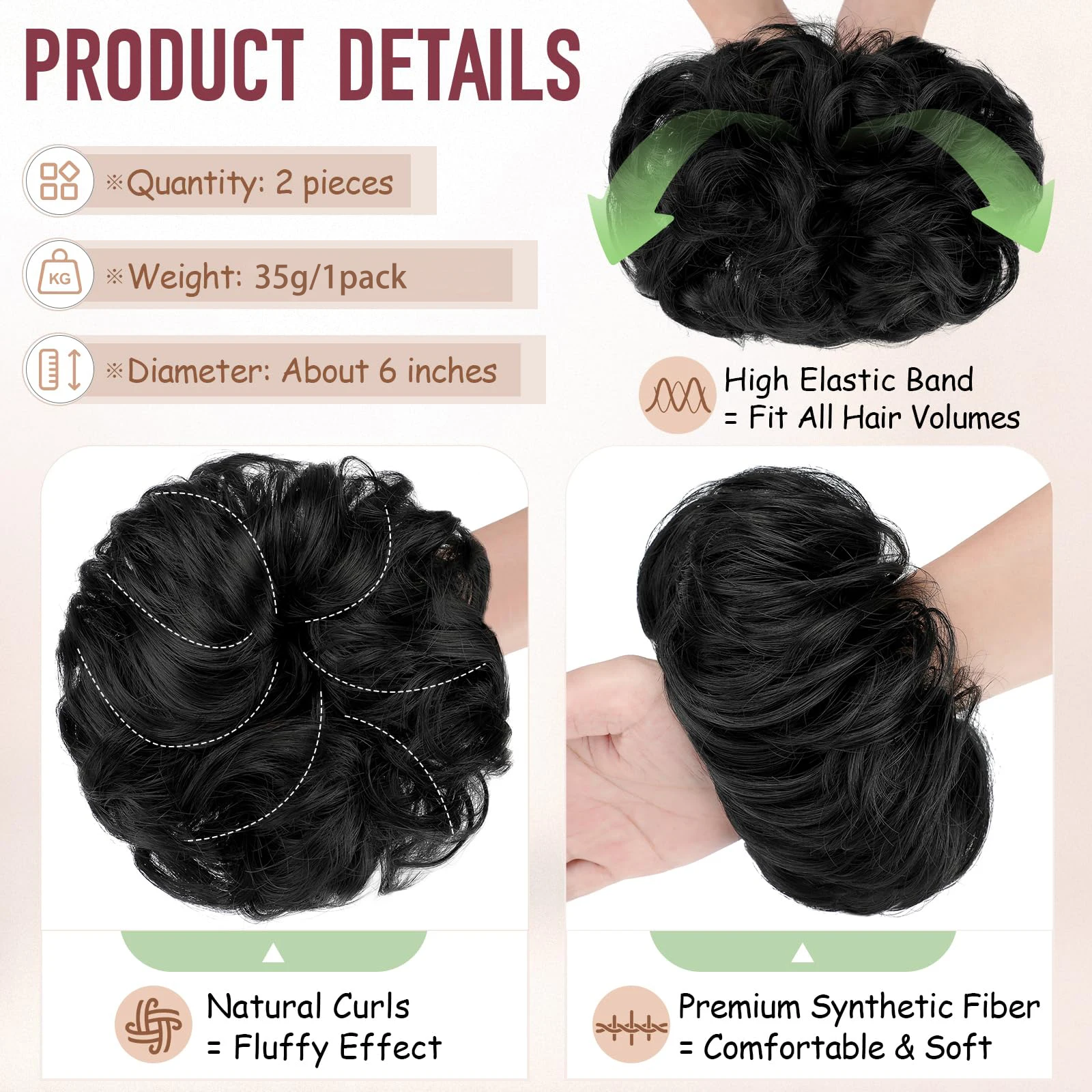 فوضوي كعكة شعر مستعار متموج مجعد Scrunchies الاصطناعية Chignon ذيل حصان وصلات شعر سميكة أوبدو قطع الشعر للنساء الفتيات