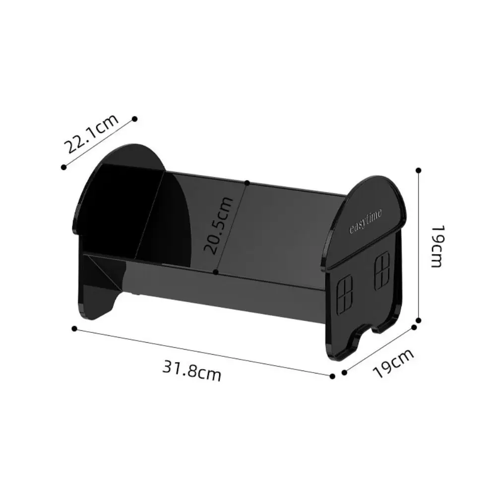 رف كتب بلاستيكي لسطح المكتب، رف تخزين مستقر شفاف/أسود لتوفير المساحة، رف قرطاسية ذو سعة كبيرة للطلاب
