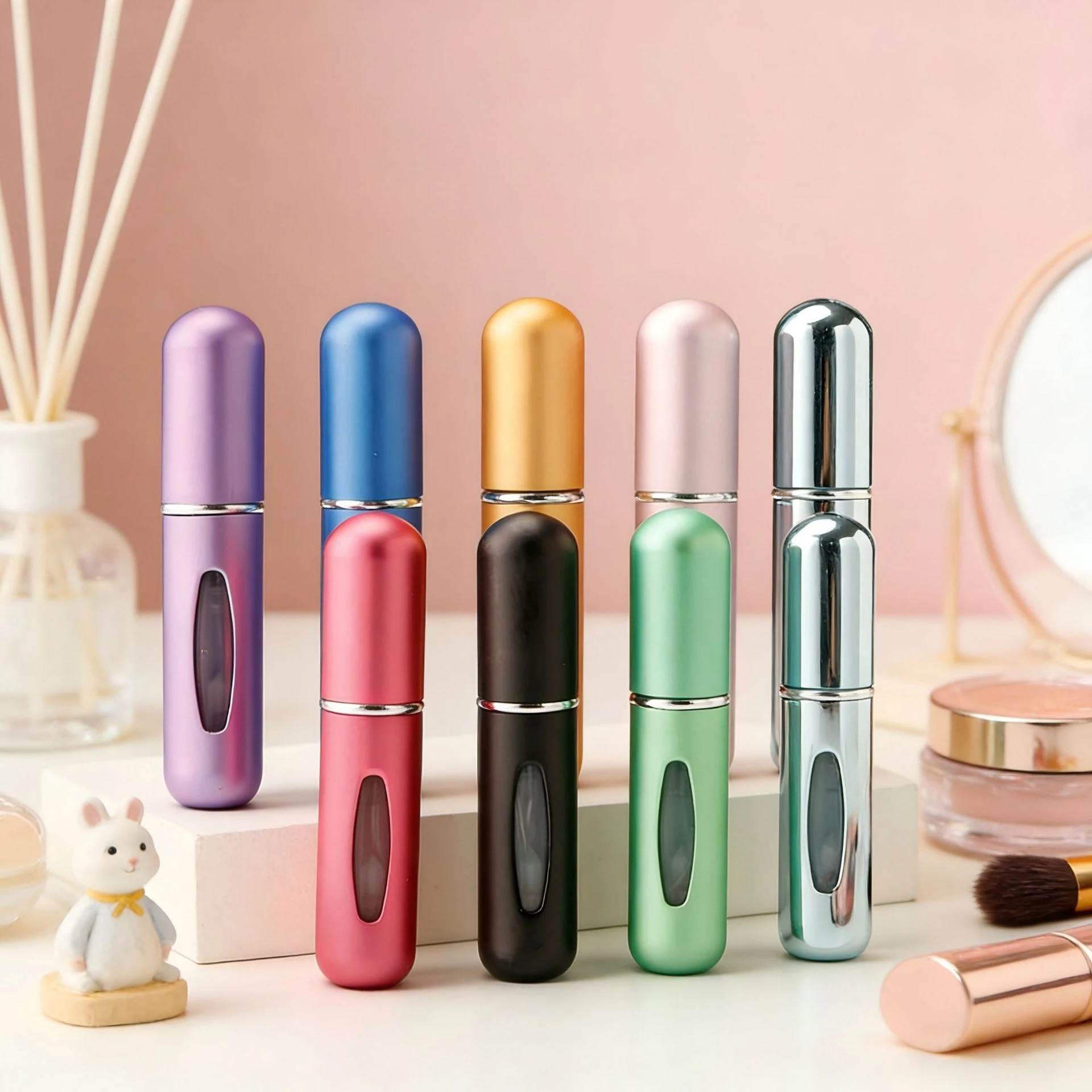 5 PCS 5ml Refillable Perfume Atomiser Bottles, Mini Travel Spray Sprayer, Portable Scent Pump Cosmetic Container for Traveling