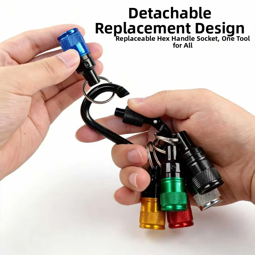 

6pcs Lightweight Carabiner Socket Extension Rods 1/4 Inch Quick Change Hex Shank For Outdoor Climbing Camping Hiking Gear