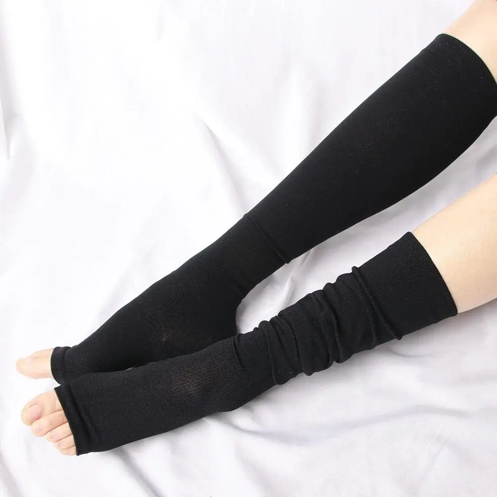 Chaussettes de compression à tube long pour femme, genou haut, corps saillant, fibres chimiques, chaussettes variqueuses