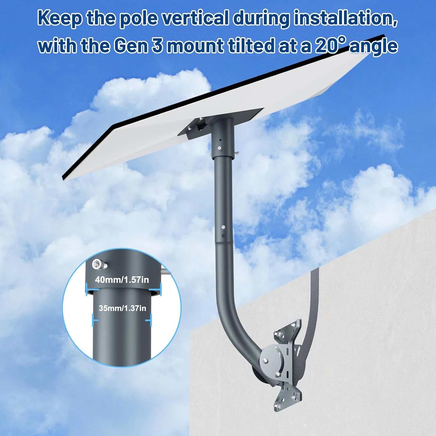 Starlink Third Generation Curved Tube Mounting Bracket, adjustable wall eaves roof mounting bracket, suitable for the third gene