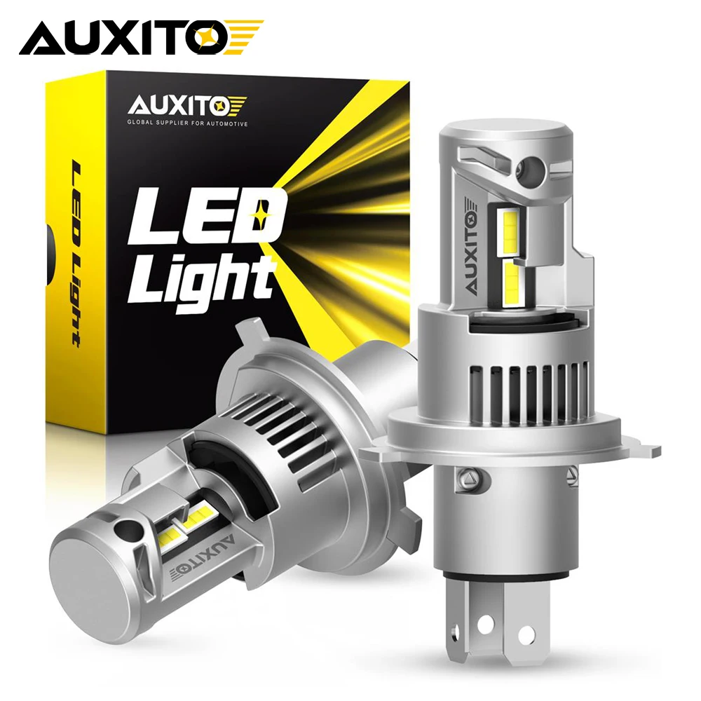 AUXITO 2Pcs 20000LM H4 LED Canbus Headlights 12V 9003 HB2 Hi/Lo Beam Motorcycle Headlamp H4 LED Bulb for Lada Honda Toyota Ford