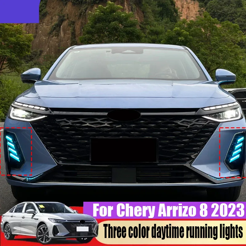 

Daytime running lights Mustang style front bumper fog lights flowing light running lights for Chery Arrizo 8 2023