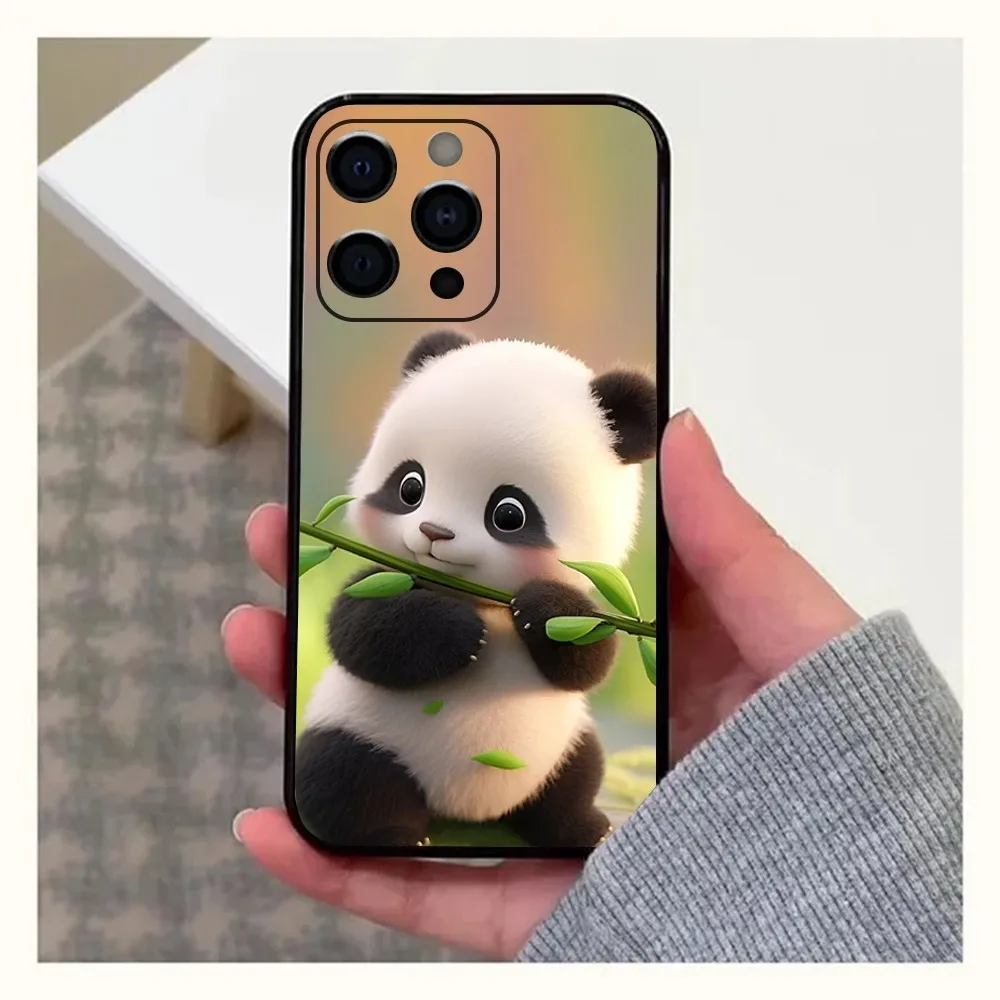 Animal Fubao Panda Cute Phone Case For Apple iPhone 15,14,13,12,11,Pro,X,XS,Max,XR,Plus,Mini Soft Black Cover