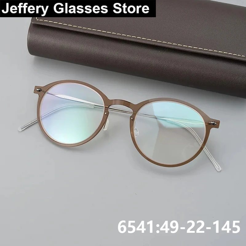 

Denmark Brand 6541 Oval Round Screwless Glasses Frame Men Women Ultralight 4g Titanium Acetate Eyeglasses Korea Fashion Gafas