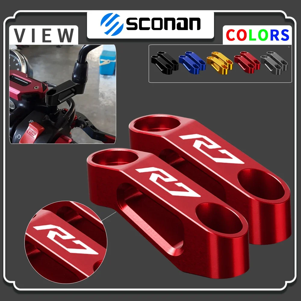 

Motorcycle CNC Aluminum Rearview Mirrors Extension Riser Extend Adapter Accessories For YAMAHA R7 YZFR7 YZF-R7 YZFR 7 2022 2023