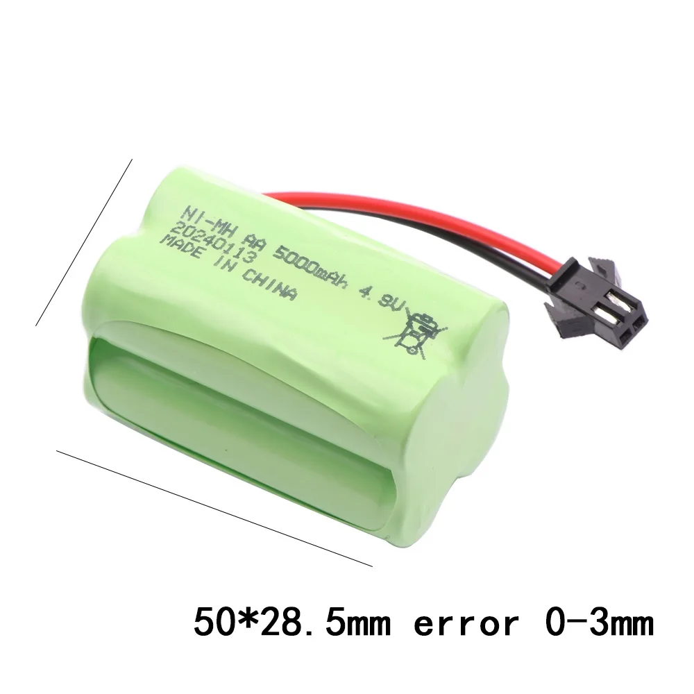 4.8V 5000mAh Rechargeable NiMH Battery For RC Cars Robots Tank Gun Boats toys parts T Model With SM Plug AA 4.8 v Battery Pack