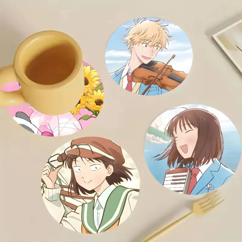 MitsuShima S-Skip and Loafer Wooden Cup Mat Cappuccino Vodka Juice Water Coaster for Flower Shop