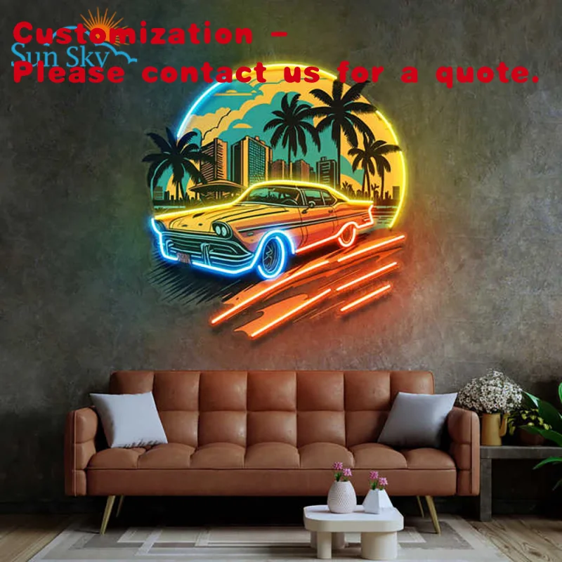 custom.Design Custom Led Car Artwork Neon Sign Acrylic Business Signs 3D Printed Neon Lights Indoor Decor