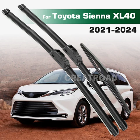 Для Toyota Sienna XL40 2021-2024 2022 2023 стеклоочиститель передние и задние щетки стеклоочистителя лобовое стекло щетки для окон 26 "+ 20" + 12