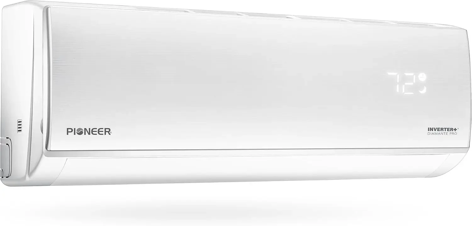 Pioneer Diamante Pro 12000 BTU 20 SEER2 230V Ductless Mini Split Inverter Heat Pump High Wall Air Conditioner with 16 Ft Kit