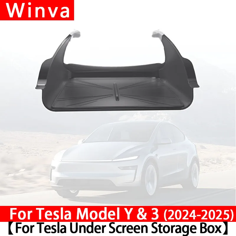 

Ящик для хранения под экраном для Tesla Model Y juniper 2025 Launch Model 3+ Highland Central Control, скрытый органайзер большого пространства