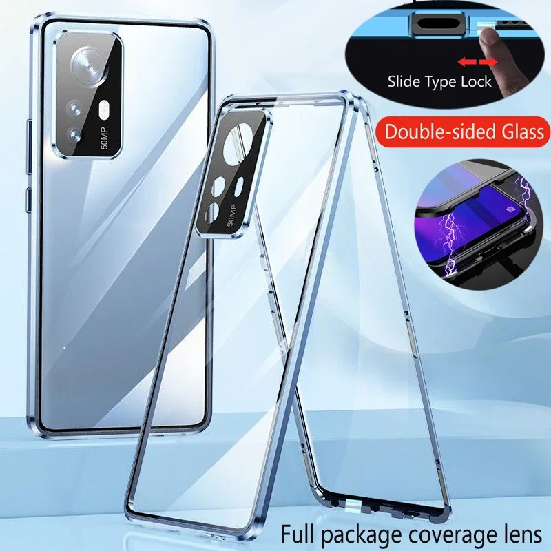 

Metal Magnet Case Lock Buckle for OPPO Reno 12 11F 10 Pro Plus 8T 5G 12 F FS Temper Glass Full Lens Protection Cover Phone Cases