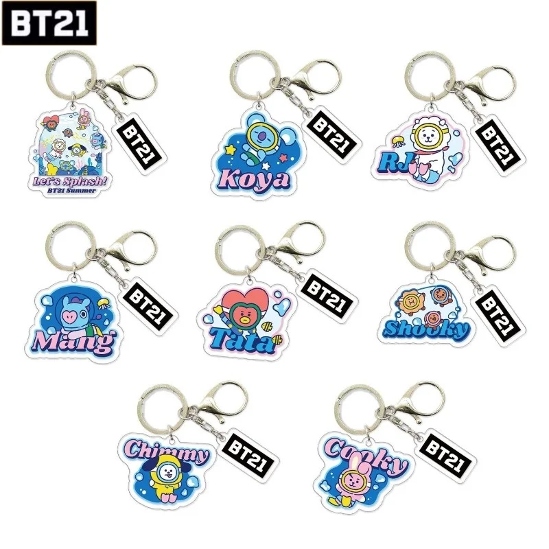 

Милый декоративный кулон с креативным мультяшным принтом серии BT21, персонализированный модный универсальный портативный акриловый брелок для ключей.