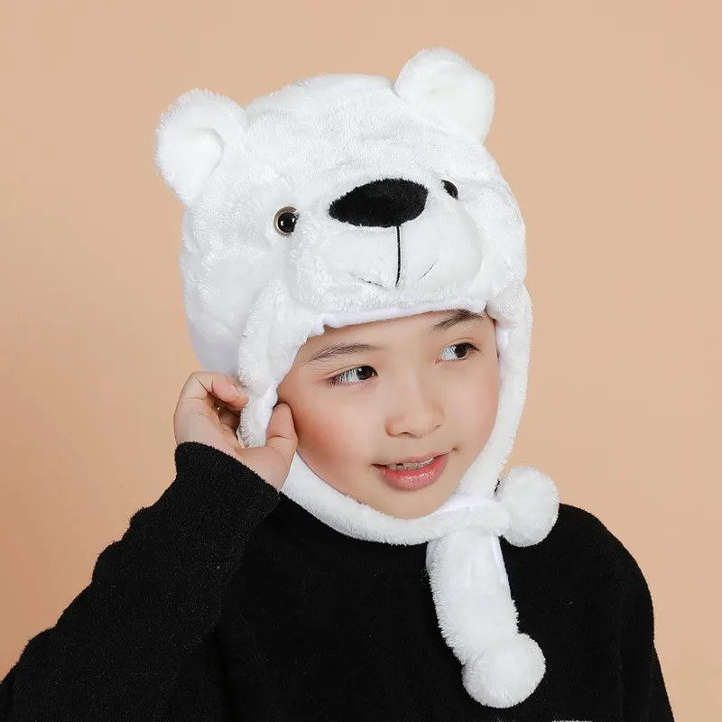 Gorros para adultos y niños, gorro de Animal de peluche, gorro deslizante, Máscara