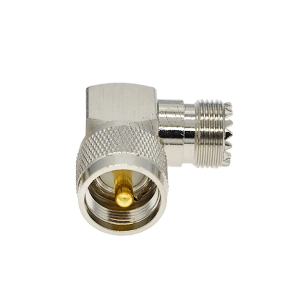 1Pcs UHF PL259 Male Plug to UHF SO239 Female Jack 90 Degree Right Angle Adapter RF Coaxial Connector 50 Ohm High Quality