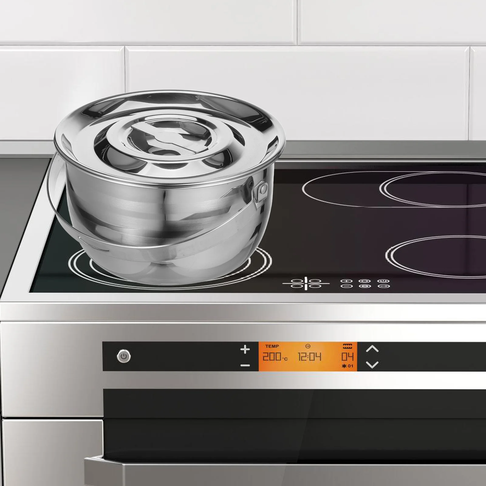 

1Pcs High Capacity Soup Pot Stainless Steel Stew Pot Thickened Wear-Resistant Bottom Efficient Cooking Portable Kitchen Camping