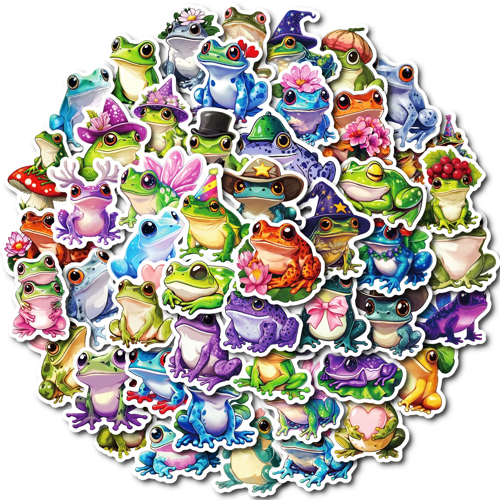 50 Pcs Cute Silly Frog Cartoon Graffiti Stickers for DIY Decorating Phones, Notebooks, Laptops and Water Bottles