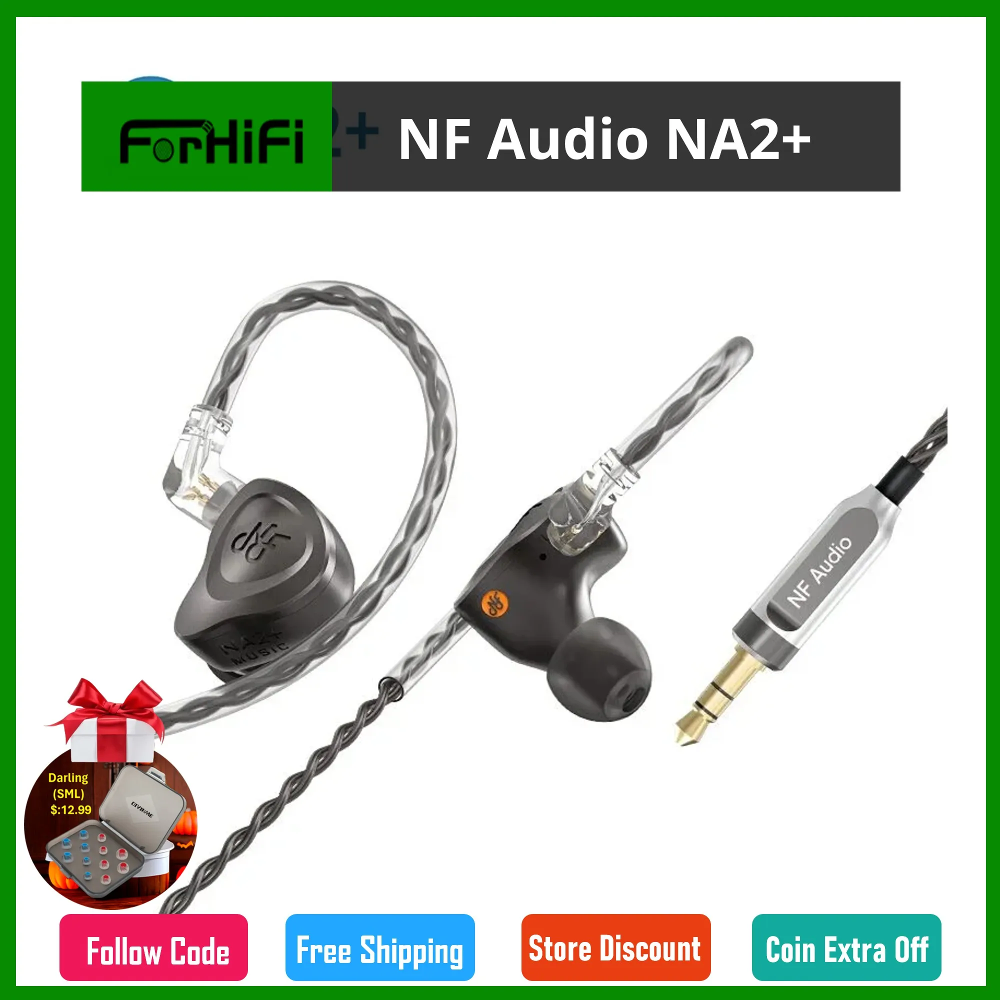 NF Audio NA2+ Earphone Double Cavity Dynamic Driver Earbuds NF NA2 with Detachable Cable 0.78 2Pin Headset