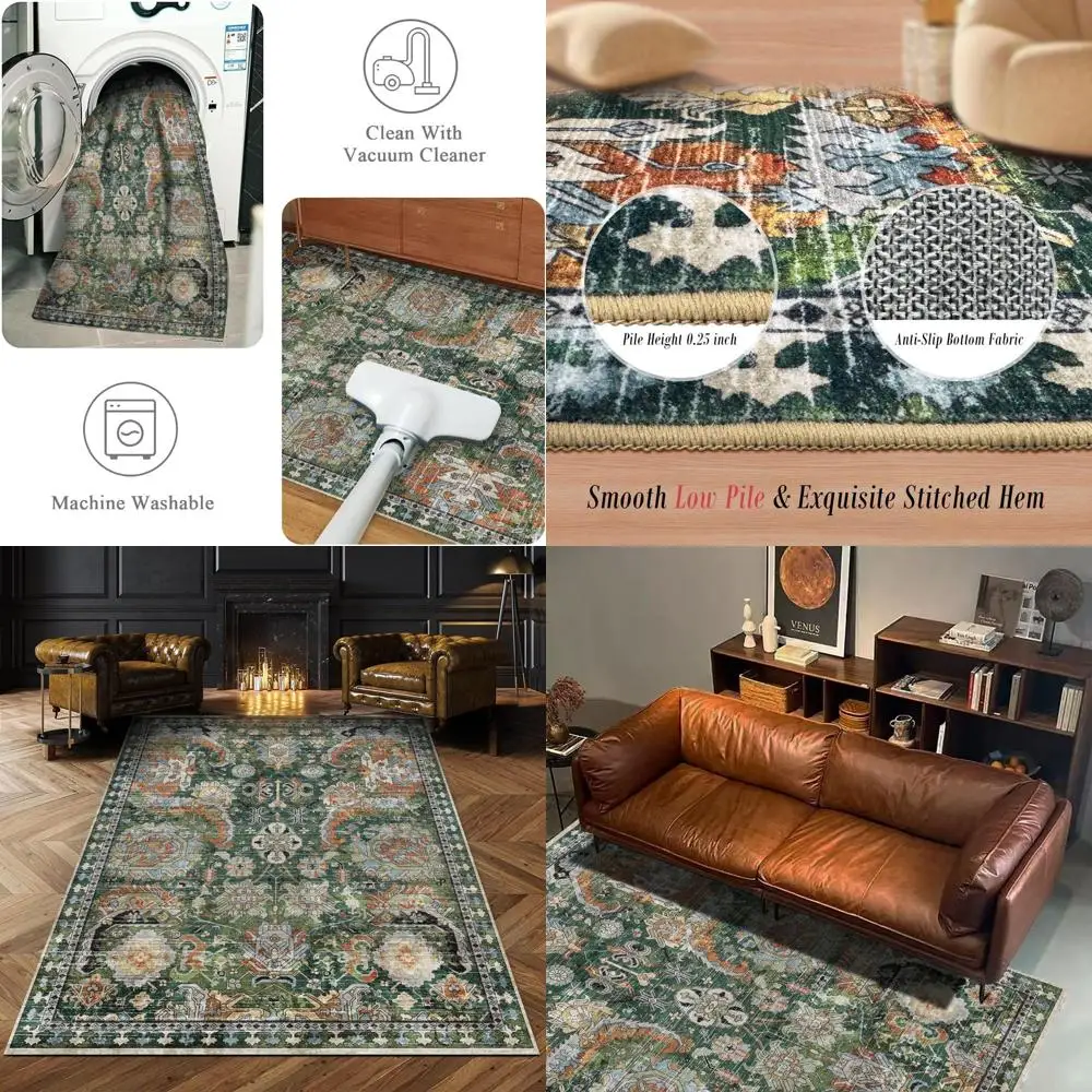 

Устойчивые к пятнам, водонепроницаемые, нескользящие ковры для гостиных, спален, детских комнат (зеленый, 8x10)