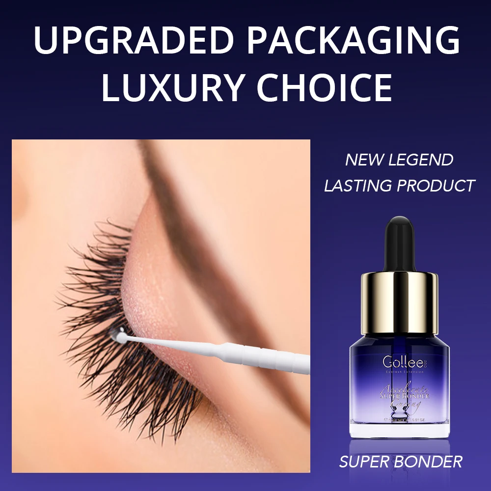 Gollee 10pcs Lash Extension 15ML Super Bonder Increased Durability Help Eyelash Bonder Accelerate Curing Lasting Adhesive Makeup