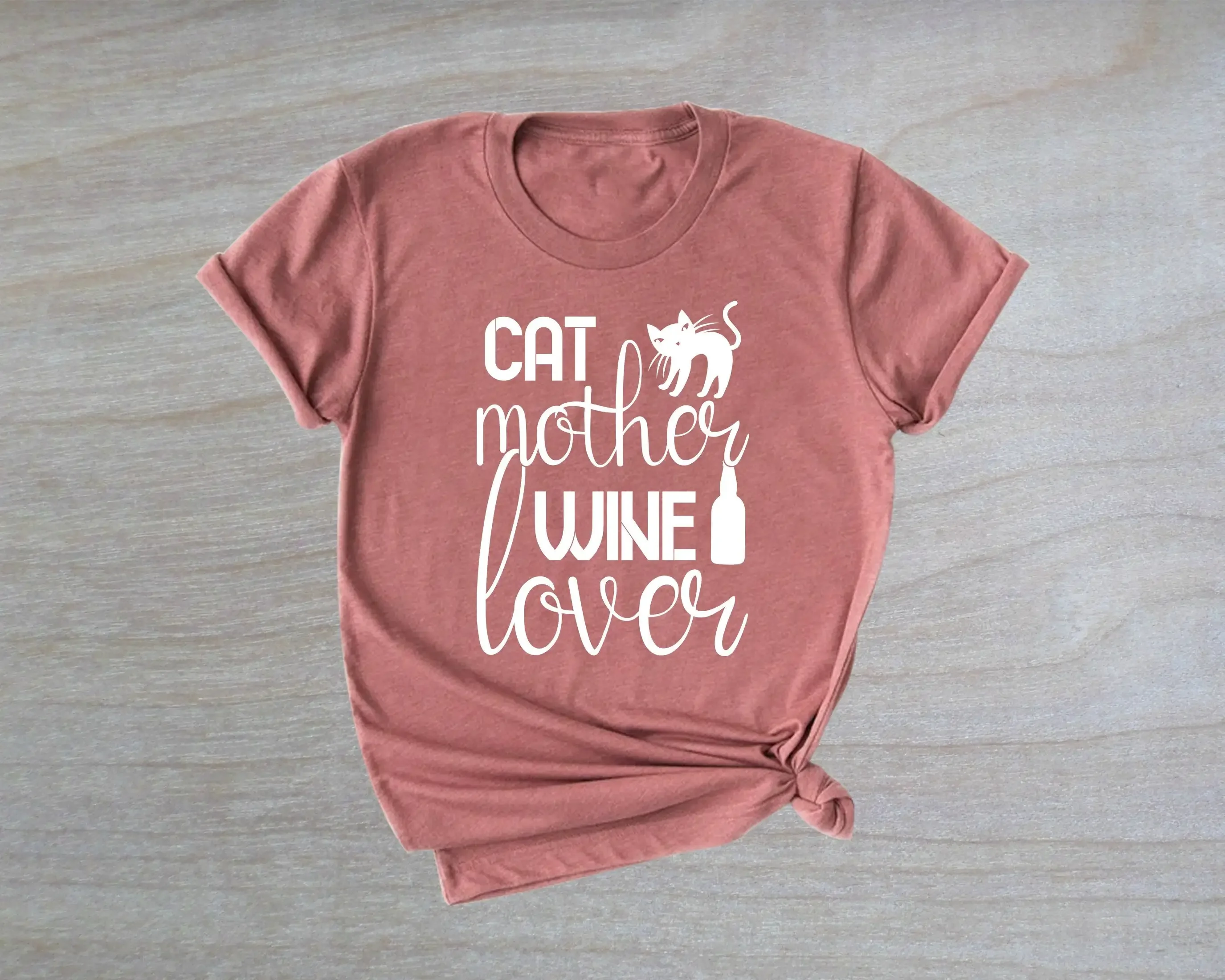 

Cat Mom T Shirt Mother Wine Lover Cute Animal Funny Drinking