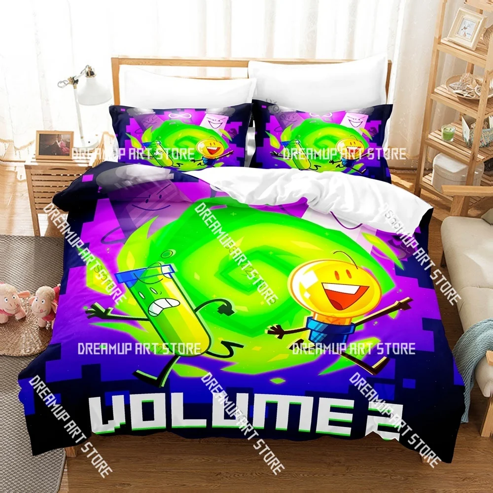3D Printed BFDI Inanimate Insanity Bedding Set for Boys Girls Duvet Cover Twin Queen King Full Single Double Sizes