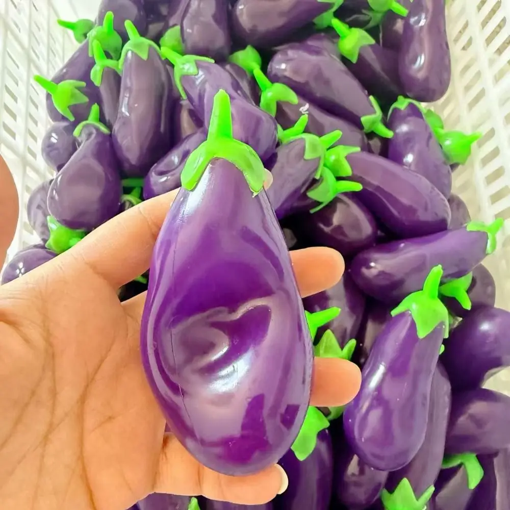 Realistic Eggplant Squishy Toy Anxiety Relief Hand Relax Eggplant Squeeze Toy Comfortable Kneading TPR Fidget Toy