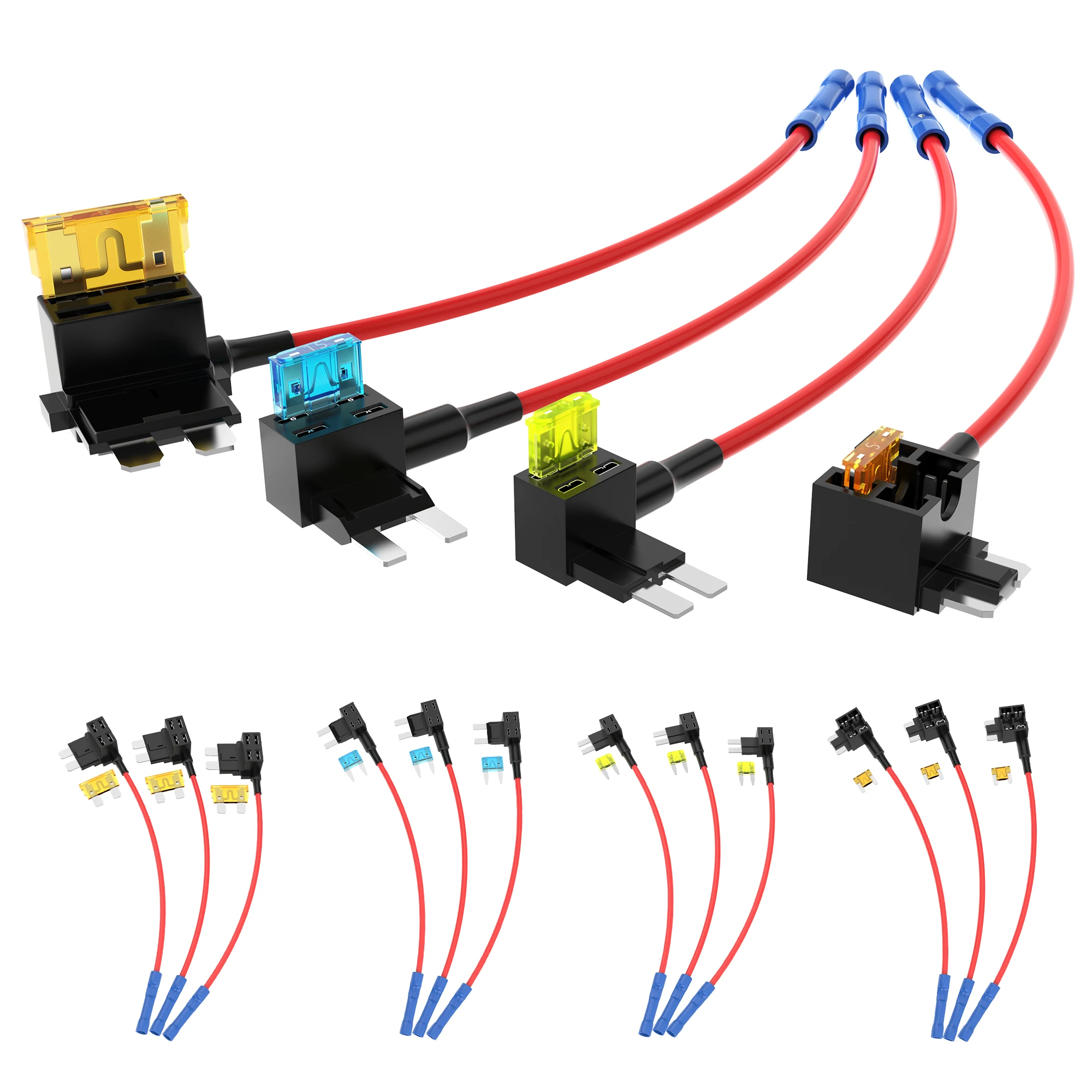 16PCS Low Profile Mini Micro2 Fuse Taps Automotive Car Add a Circuit Fuse Kit 12V ATO ATC ATM APM Fuse Adapter Jumper Connector