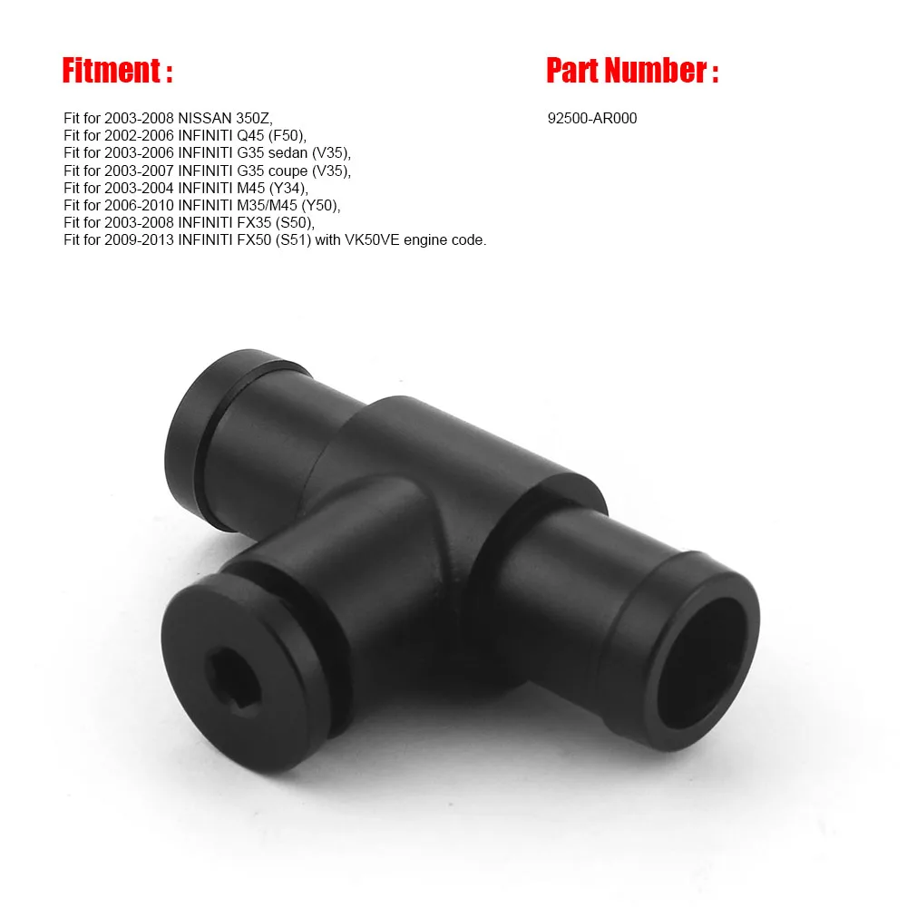 92500-AR000 Upgraded Aluminum Coolant Bleeder Port Heater Hose Connector for Nissan 350Z 03-08 For Infiniti Q45 03-07,G35 03-10