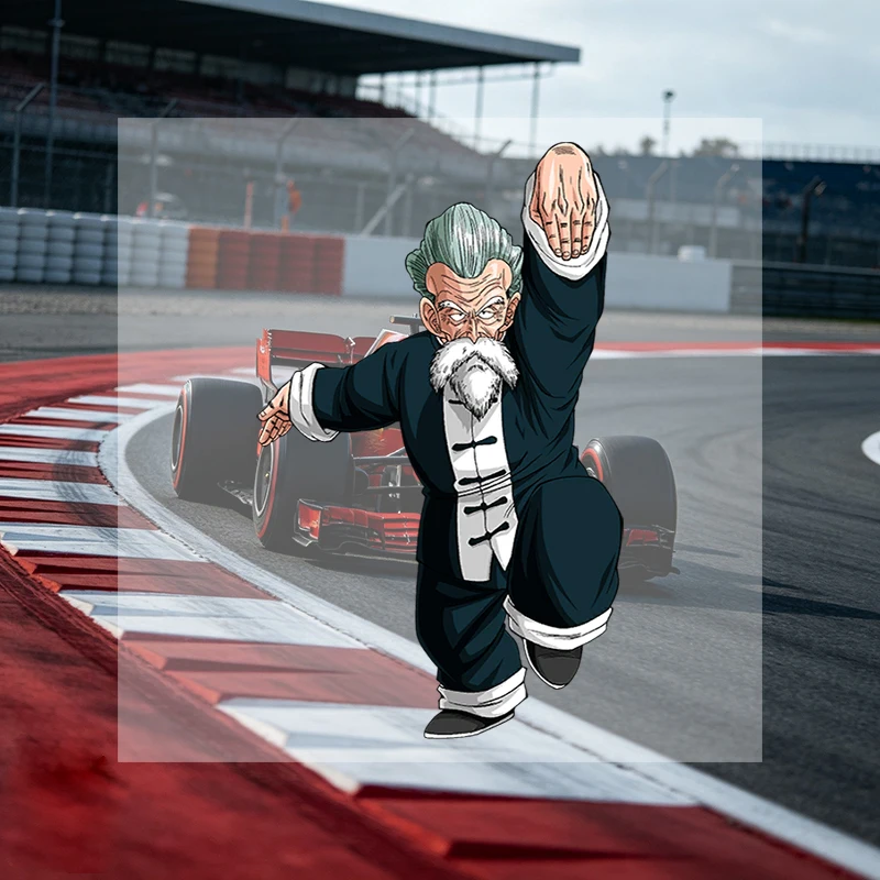 Car Stickers Cartoon Old Man Kung Fu Vinyl Decal Waterproof Die Cut Scratch Resistant Bubble Free for Car Body Auto Decor
