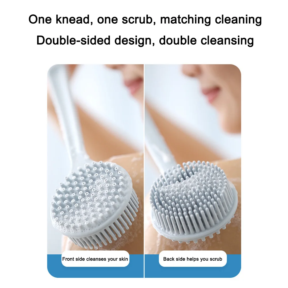 Scrubber per la schiena in silicone a doppia faccia Scrubber con manico lungo Manico lungo Scrubber per la schiena con fango Massaggio per doccia Spazzola per esfoliazione antiscivolo