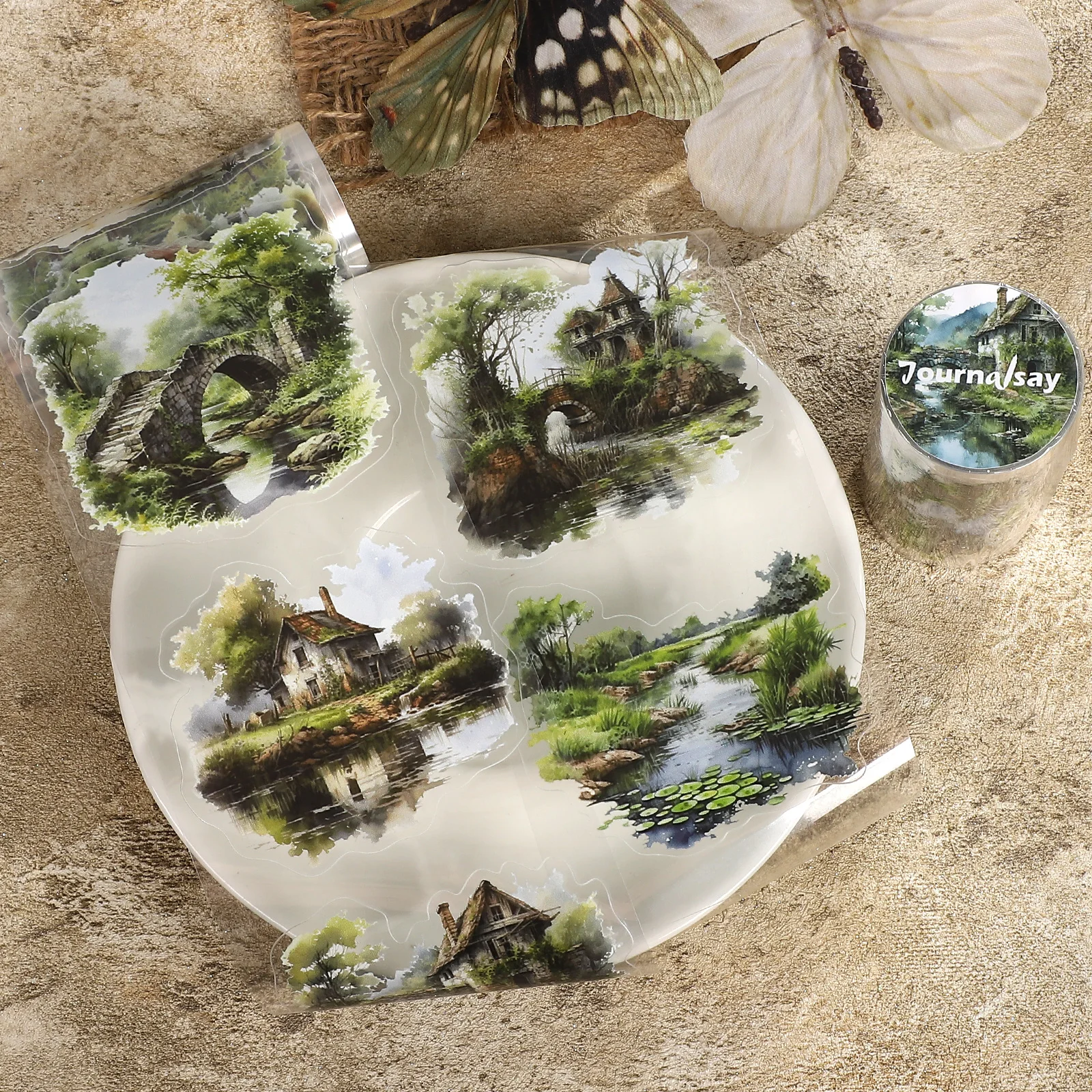 80mm*206cm Vintage Forest Tree Swamp Landscape PET Tape Creative DIY Journal Material Collage Scrapbooking Stationery