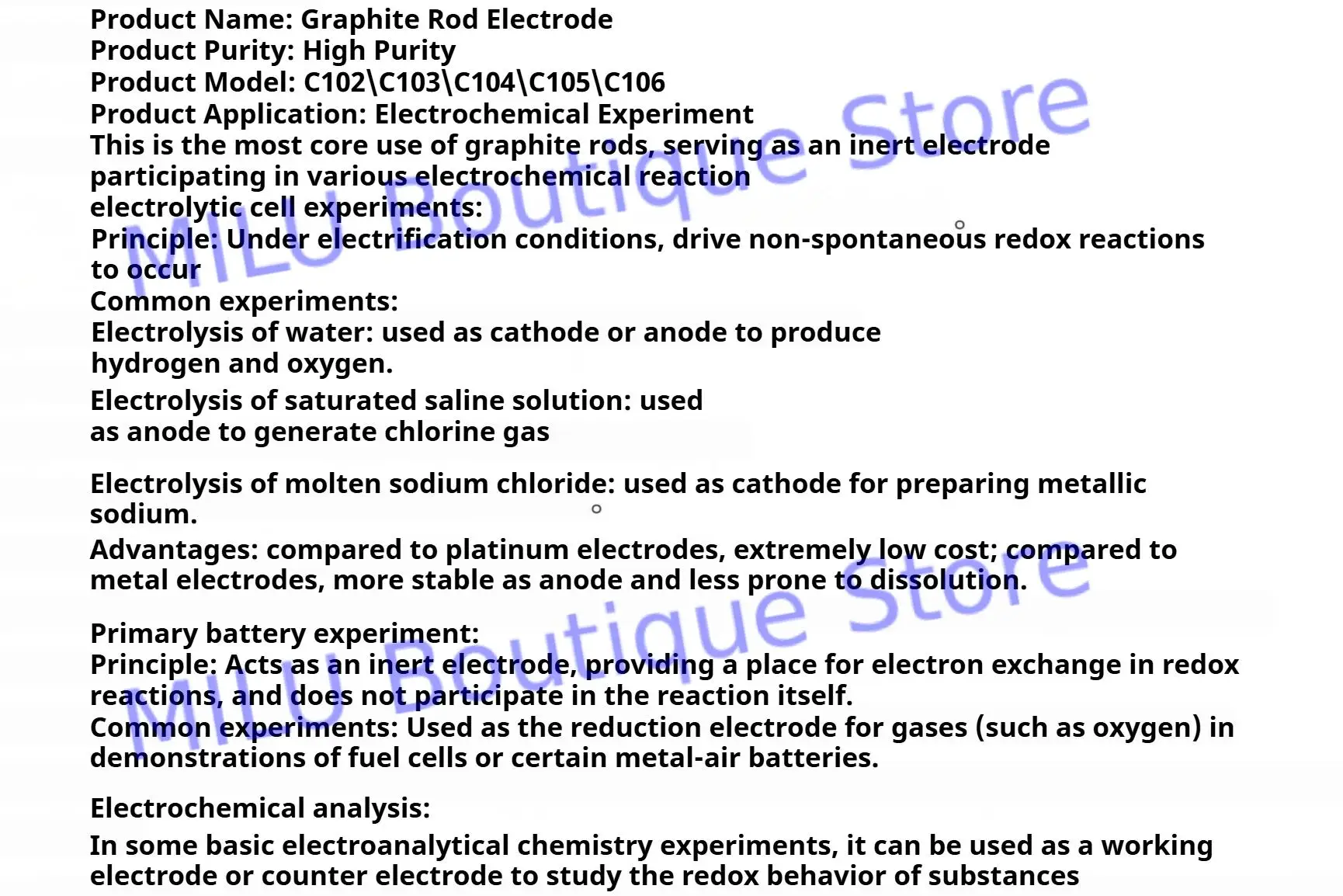 C102/103/104/105/106 6mm eletrodo pesquisa haste de grafite eletrólise haste de grafite de alta pureza eletrólise ânodo haste de carbono