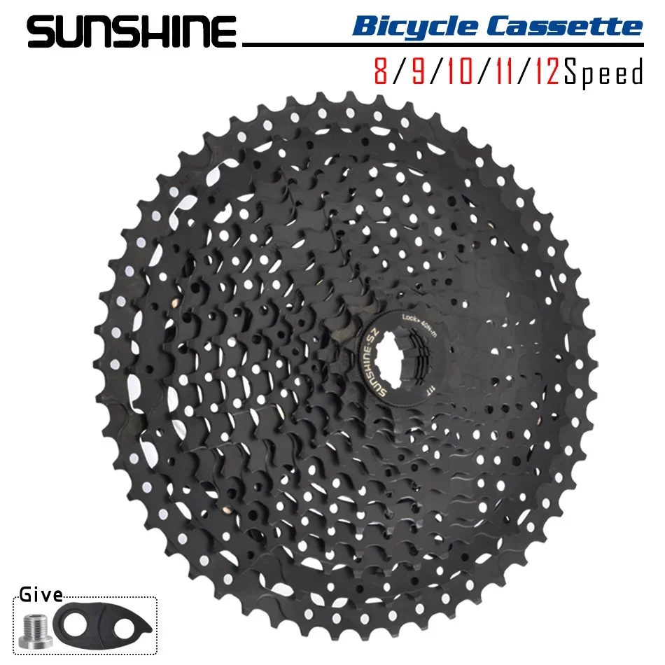 SUNSHINE Black Bicycle Freewheel MTB Bike Cassette K7 8/9/10/11/12 Speed SHIMANO HG Structure Specification for SHIMANO SRAM