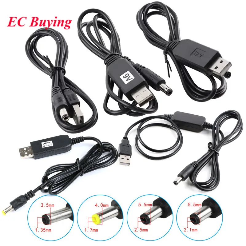 DC 5V To 9V/12V USB Power Boost Line Step UP Module USB Converter Adapter Router Cable 2.1x5.5mm 5.5x2.1 5.5x2.5 Male Connector