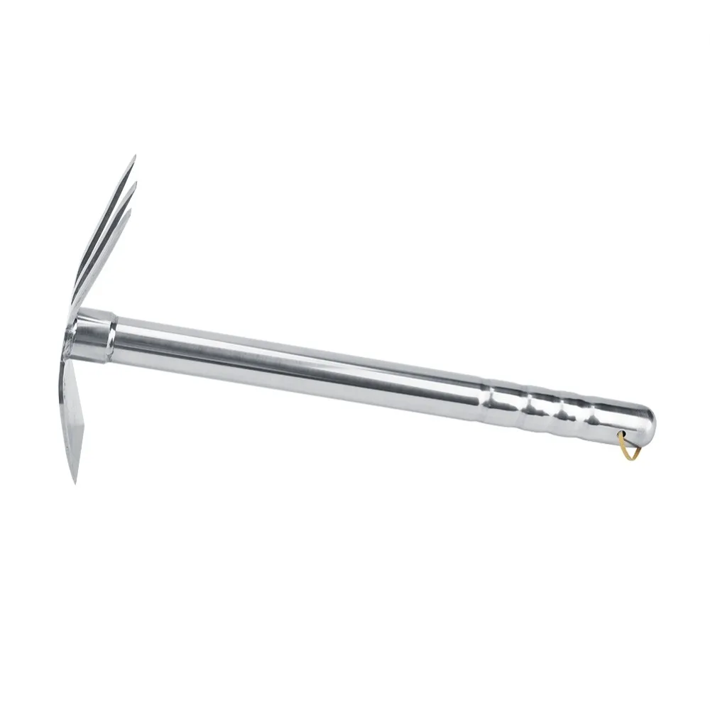 Practical Stainless Steel Mini Rake Silver Rust Proof Hand Tiller Bend Proof Multifunction Garden Hoe