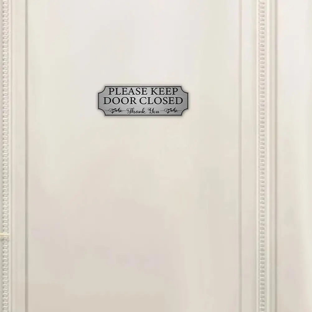 2Pcs Door Sign Sticker Keep Closed Adhesive Notice Decal Decorative Bathroom Restroom Office Door Warning Sign