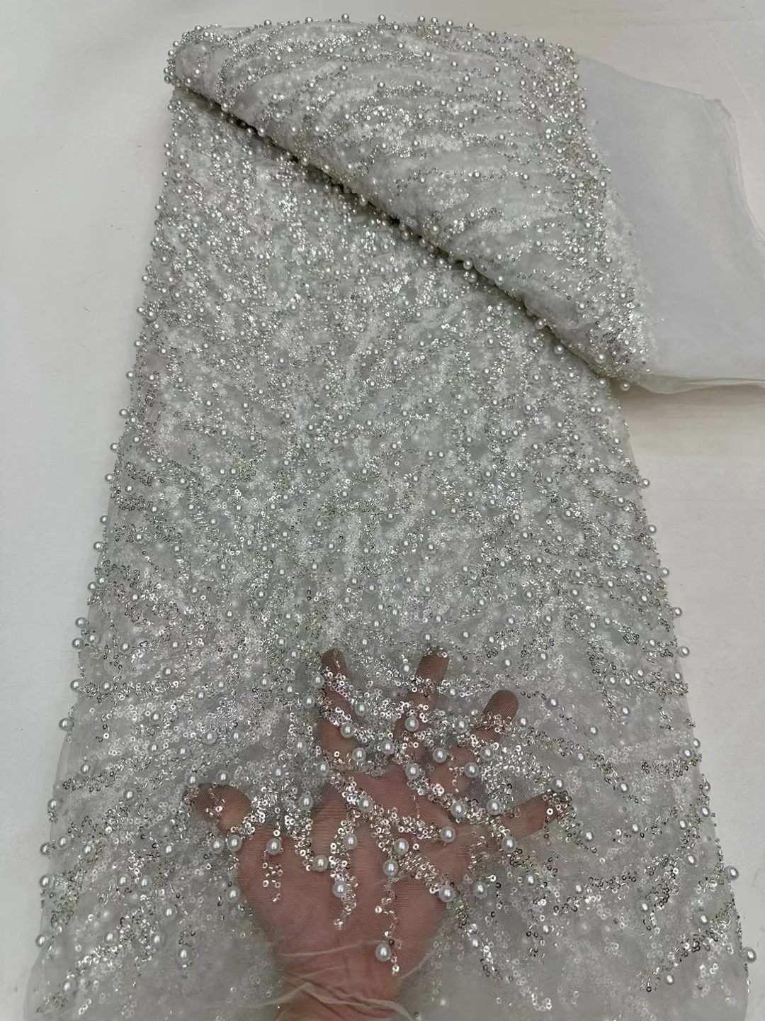 2024 moda elegante ricamo francese tessuto di pizzo con perline africano nigeriano con tessuto di paillettes per abito da sposa