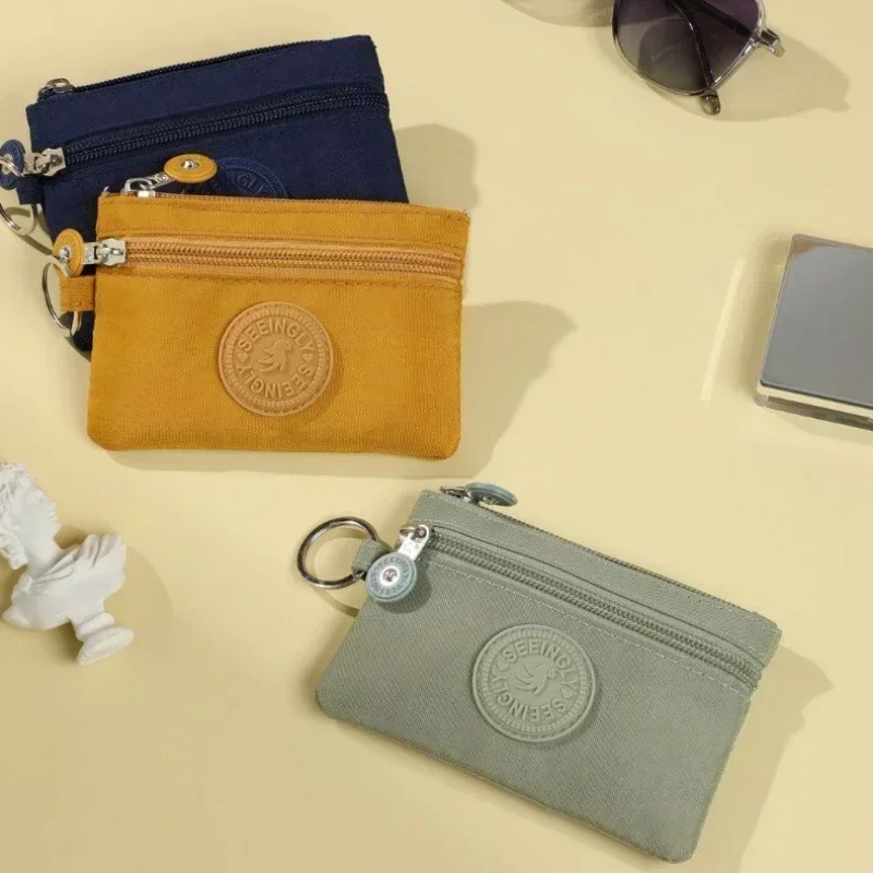 Canvas Waterproof Credit Card Holder Money Coin Purse Durable with Key Ring Wear-resistant Wallet Money Bag Male Female