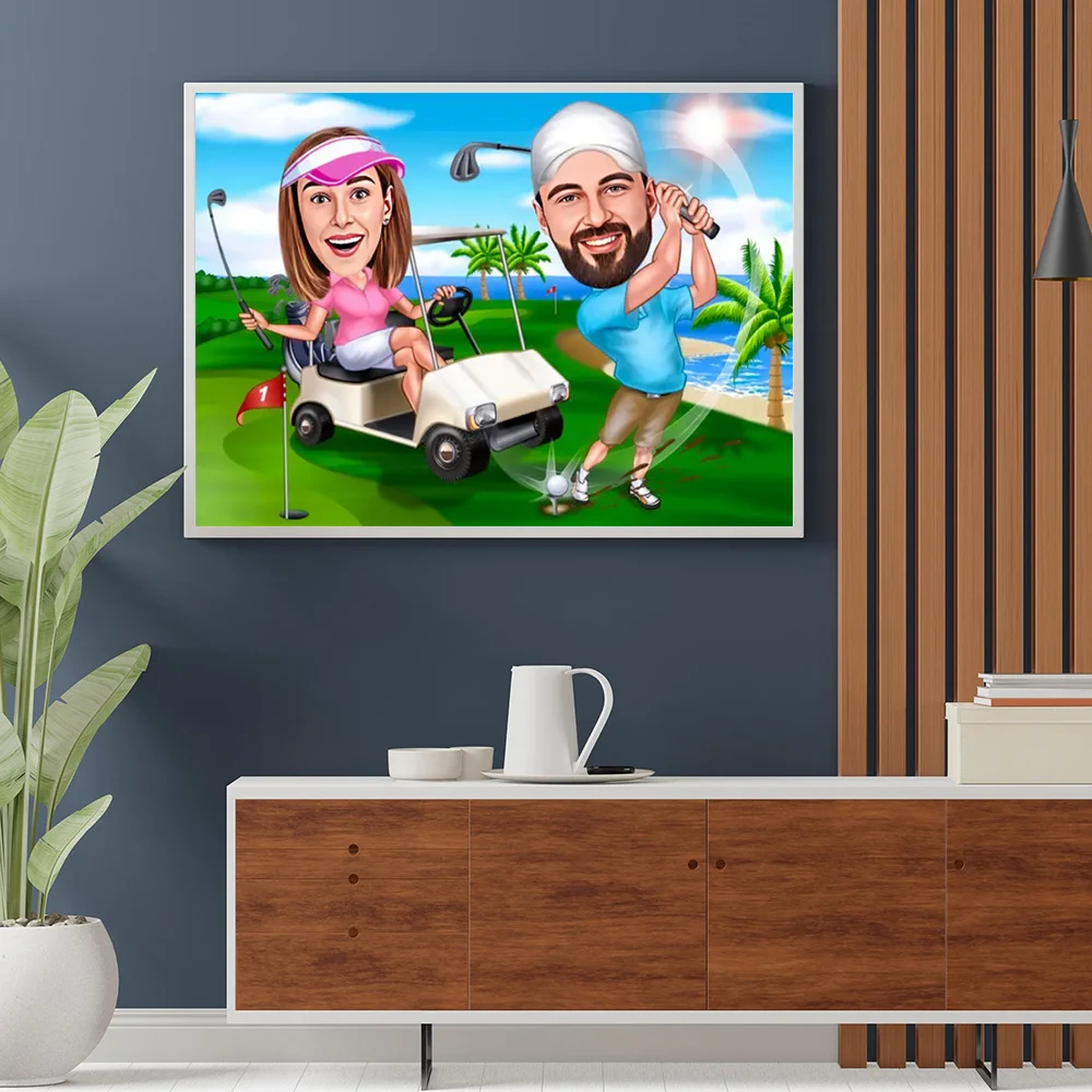 

Personalized Funny Couple Portrait Custom Art Posters Print Cartoon Comic Romantic Couple Anniversary Canvas Painting Home Decor