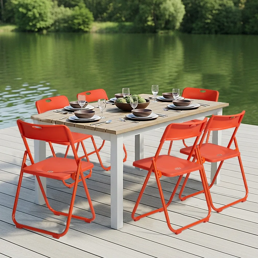 

Folding Plastic Stackable 6 PCS Chairs for Home Office Outdoor Wedding Party